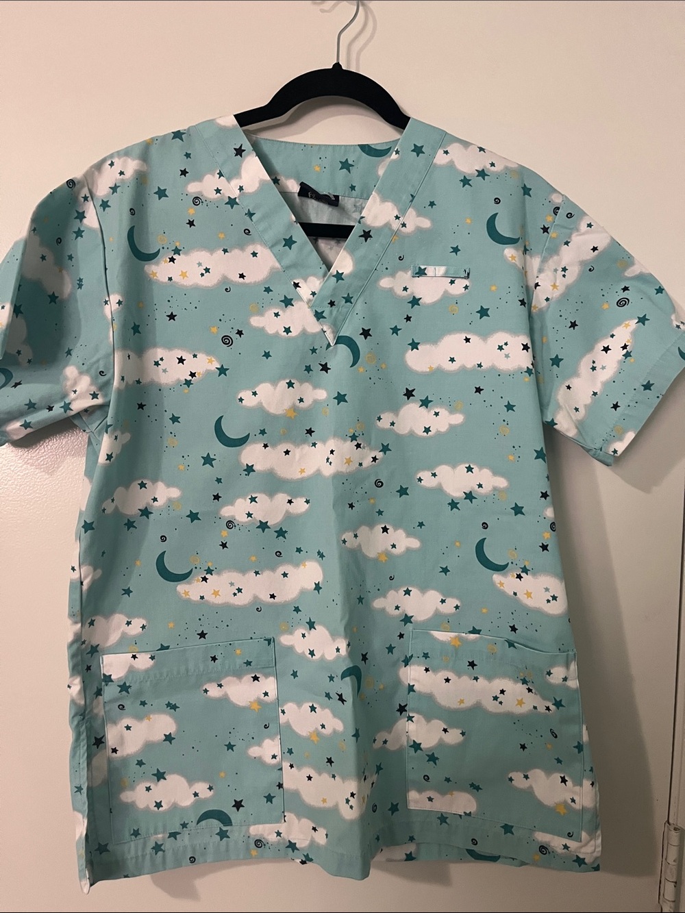 Scrub Top Teal Cloud & Moon Denver Hayes